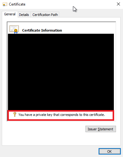 Certificate with private key Certificate with private key