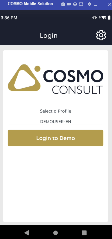 Initial screen of COSMO Mobile Solution Initial Screen of COSMO Mobile Solution