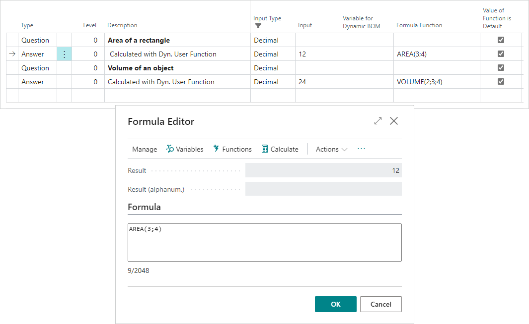 Formula fields and Formula Editor with variables Formula Editor