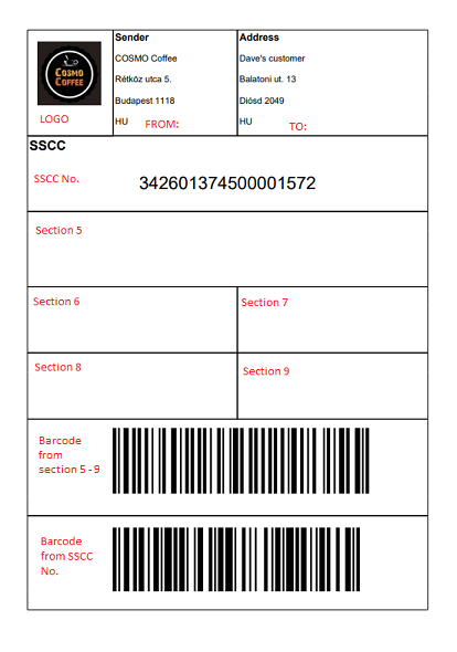 Logistics SSCC label example