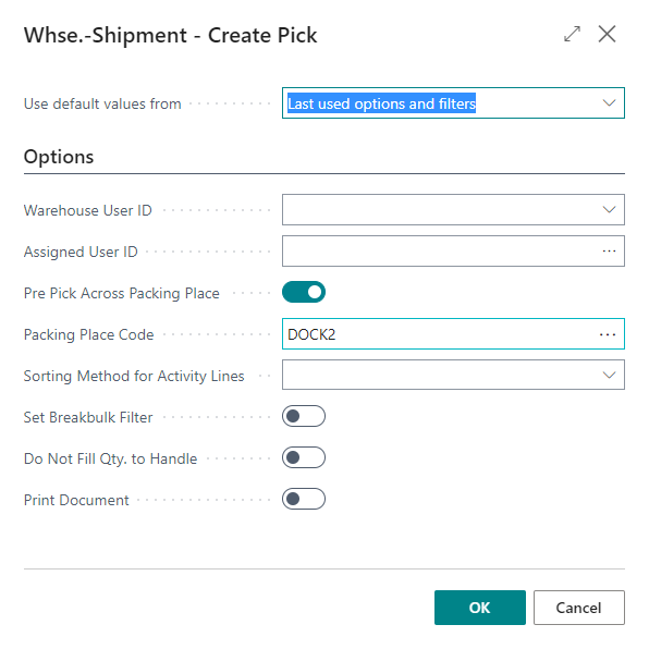 Whse.-Shipment - Create Pick Whse.-Shipment - Create Pick