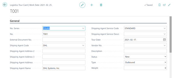 Logistics Tour Card Logistics Tour Card