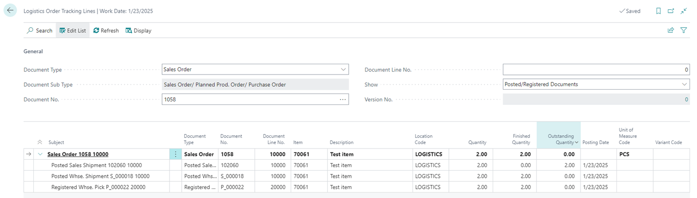 Order tracking lines