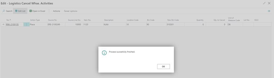 Cancel warehouse activities Cancel warehouse activities