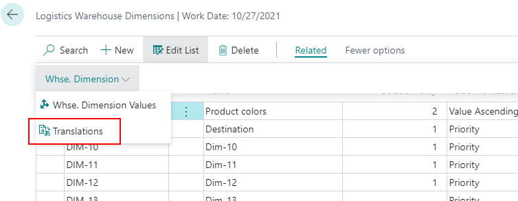 Warehouse Dimension Translations Logistics warehouse dimension translations