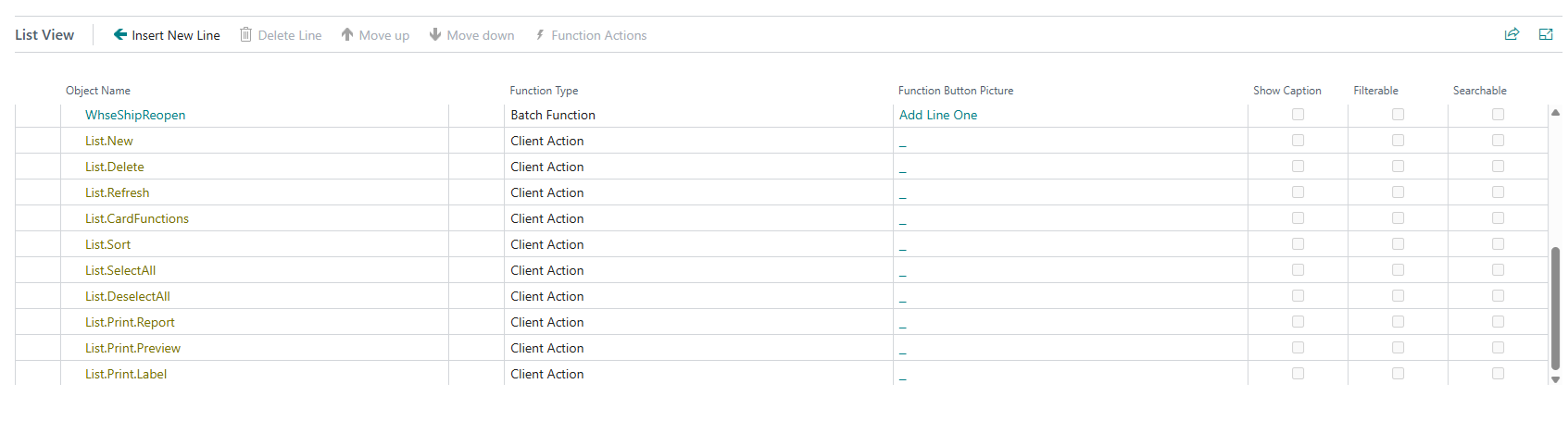 List View Print Actions