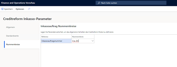 Inkasso-Parameter: Nummernkreise