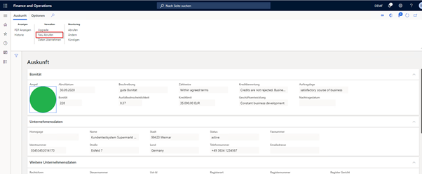 Neue Auskunft über eine bestehende Auskunft abrufen