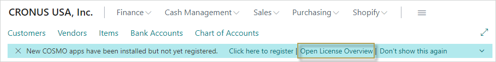 Notification bar with app to register Notification bar with app to register