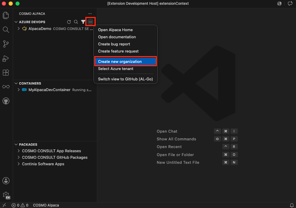 Extension Azure DevOps Create Organization