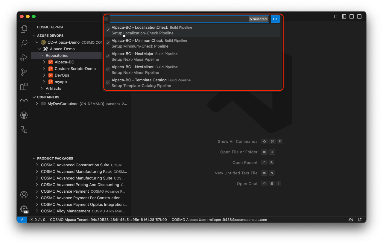 Setup extended pipelines