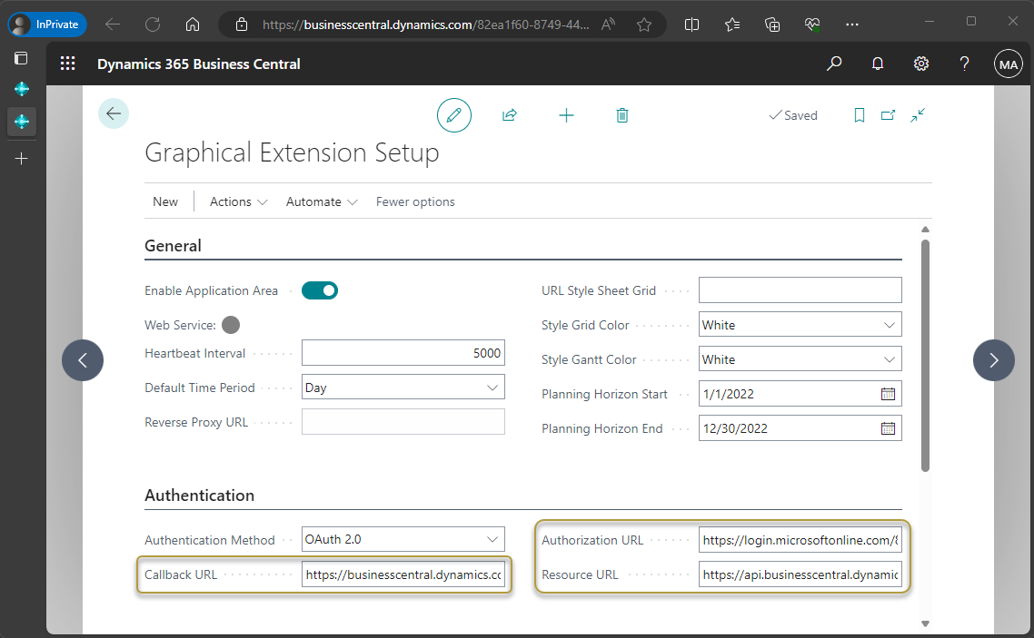 Sample authentication URLs added for SaaS environment