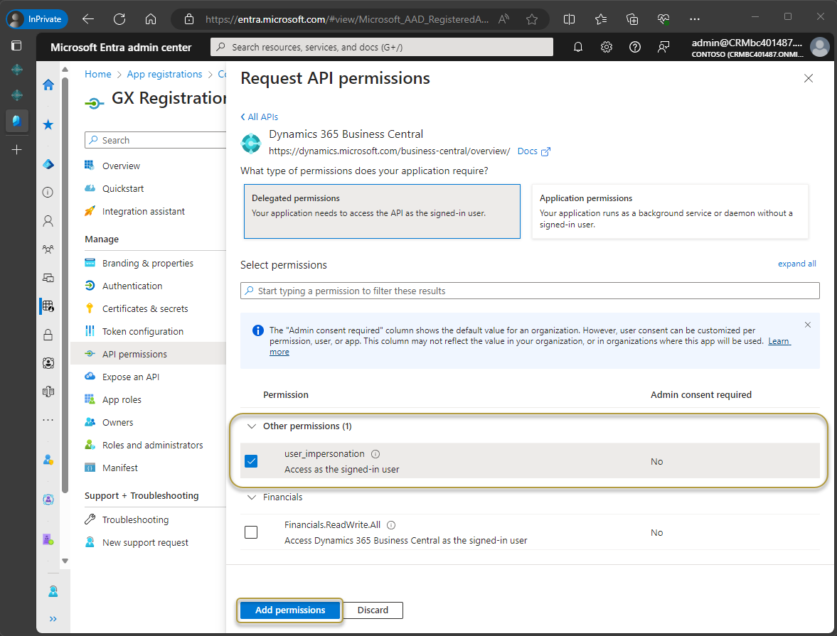 Select API permission