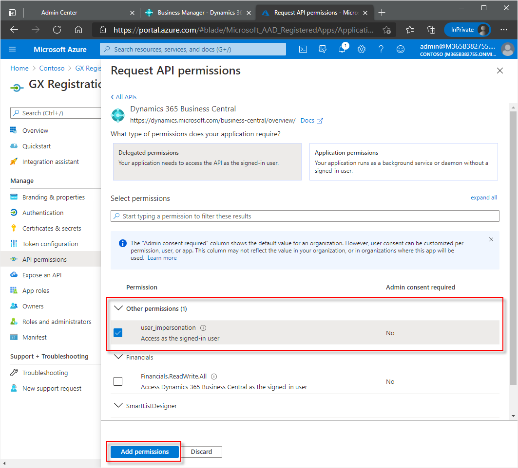 Select API permission