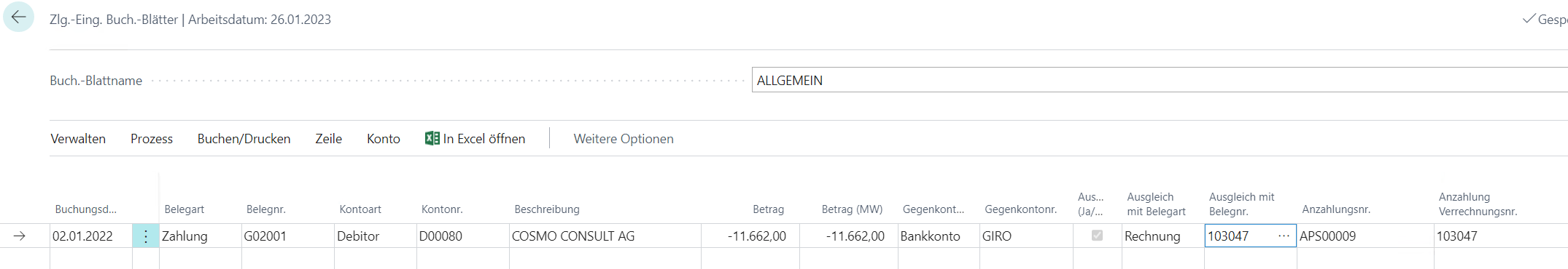 Zahlungseingang für Anzahlungsanforderung Zahlungseingang für Anzahlungsanforderung)