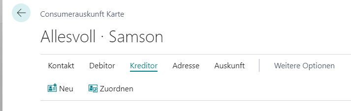 Funktionen für Stammdaten Kreditor
