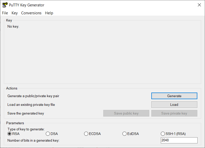 Start PuttyGen Start PuttyGen