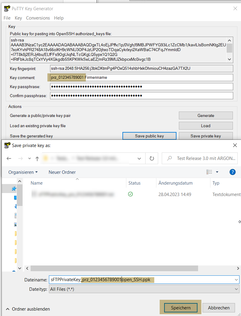 Speichern OpenSSH Speichern OpenSSH