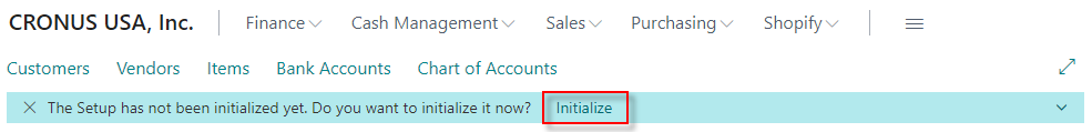 Notification bar to initialize Digital Consultant Setup