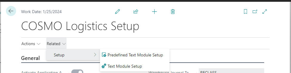 Initiate Text Module setup