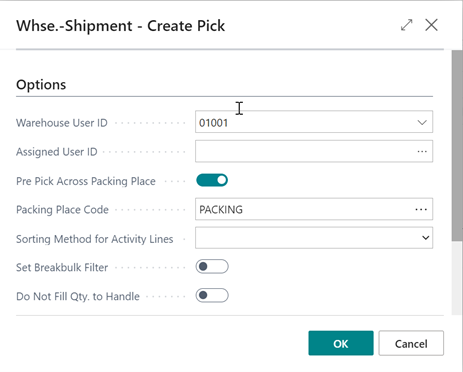 Whse.-Shipment - Create Pick