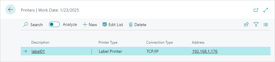 Label printer setup