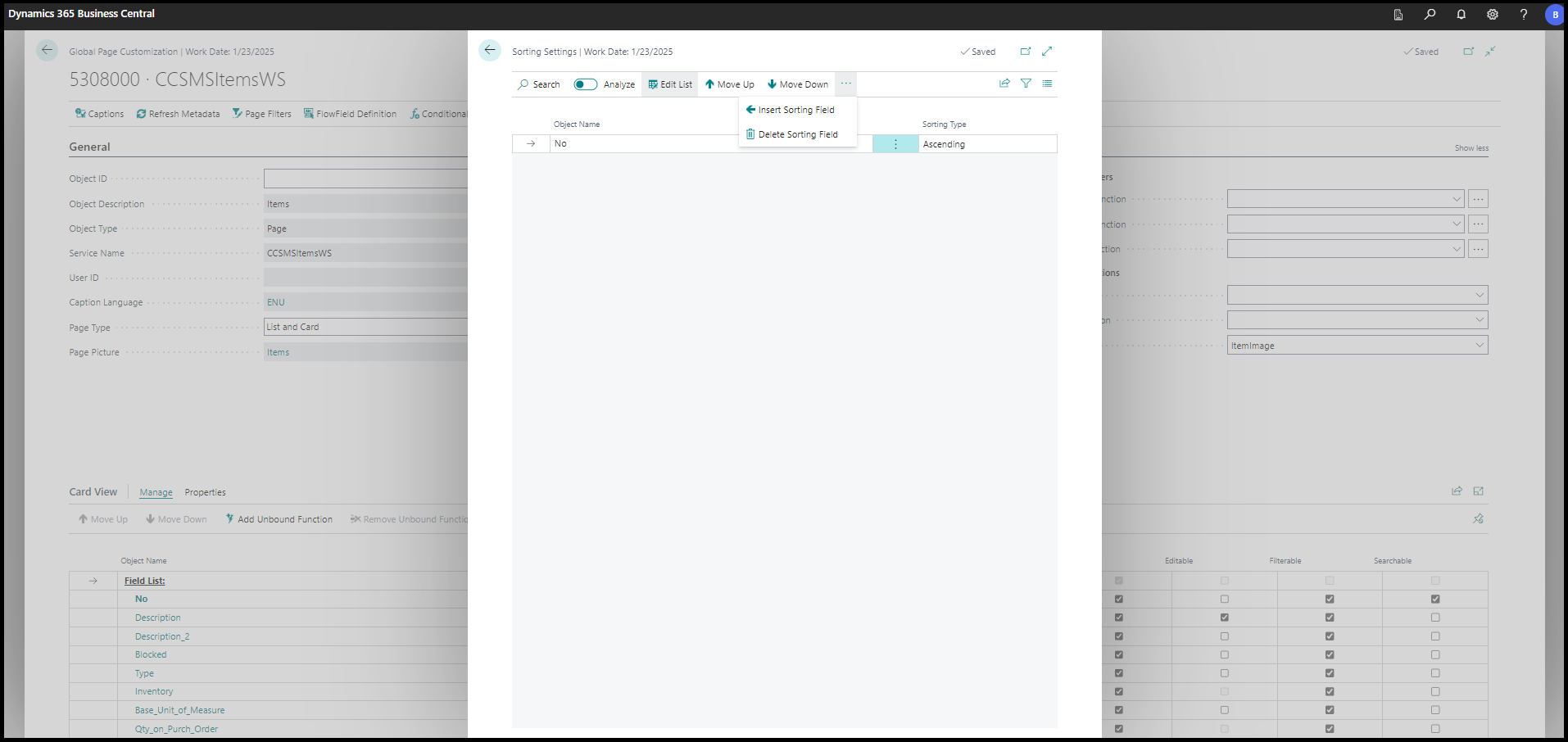 Sorting Settings