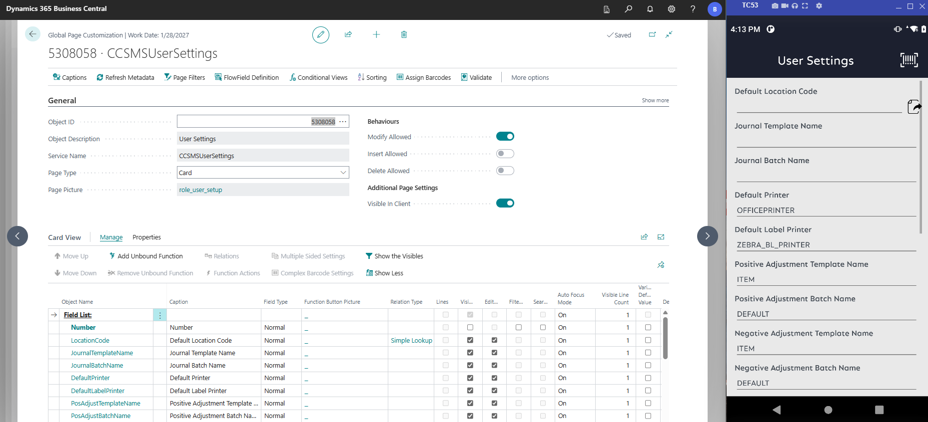 User Settings in COSMO Mobile Solution and the Mobile Application