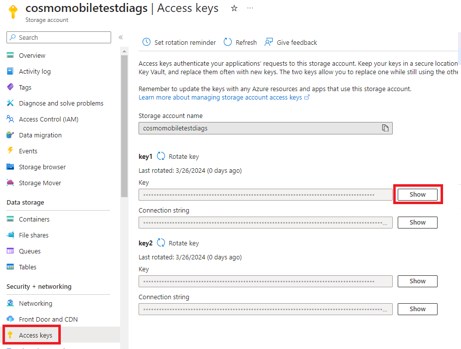 Storage Account Access Keys