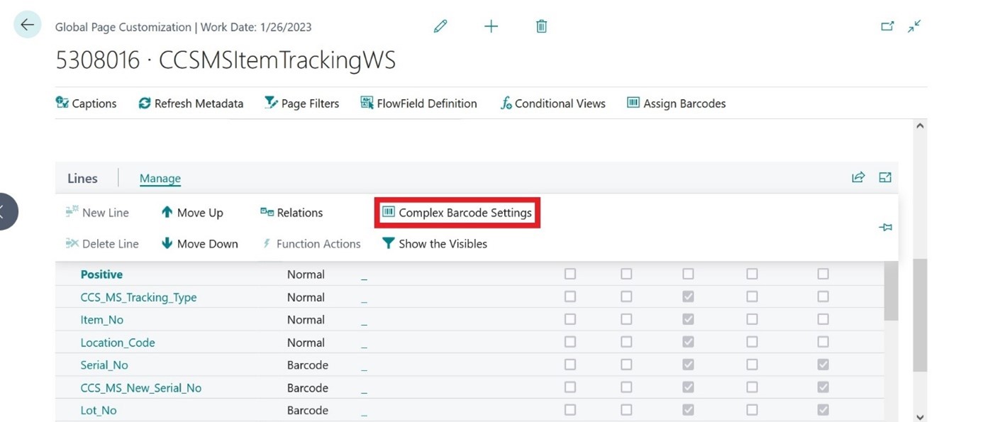 Complex Barcodes Settings