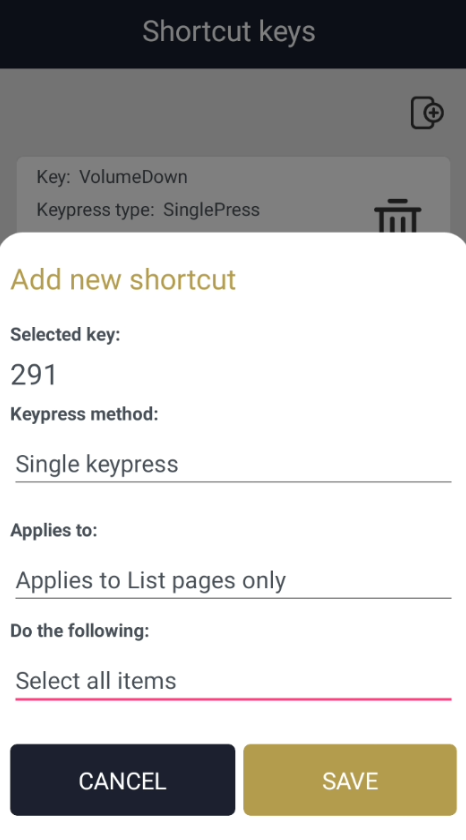 Shortcut Key Setup