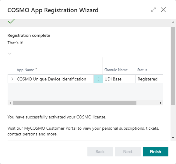 COSMO App Registration Wizard